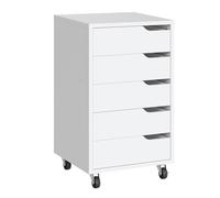 HOOBRO Armoire à Dossiers à 5 Tiroirs avec 4 Roues Pivotantes (2 Freinables), Petit Meuble de Bureau Mobile avec Poignées aux Angles, Caisson de Bureau, pour Chambre, Salon, Blanc EWT15WJ01