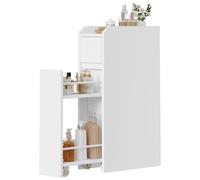 HOOBRO Armoire de Salle de Bain Étroite avec 2 Tiroirs et kit Anti-Basculement, Meuble de Rangement Étroit en Panneaux, pour Salle de Bain, Buanderie, Petits Espaces, 18 x 40 x 70 cm, Blanc EWW11BC01