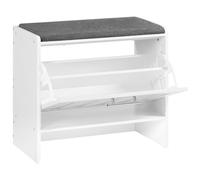 HOOBRO Banc à Chaussures avec Siège Rembourré en Toile de Lin, Porte-Chaussures pour 9 Paires, avec Étagère Réglable, 60 x 30 x 55 cm, pour Entrée, Couloir, Salon, Chambre, Blanc et Gris EWG15HX01