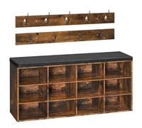 HOOBRO Banc à Chaussures, Banc de Rangement avec 12 Compartiments, Étagère à Chaussures, Porte-Manteau, 100 x 30 x 48 cm