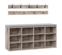 HOOBRO Banc à Chaussures, Banc de Rangement avec 12 Compartiments, Étagère à Chaussures, Porte-Manteau, 100 x 30 x 48 cm, Entrée, Couloir, Chambre, Gris EGY112HX01