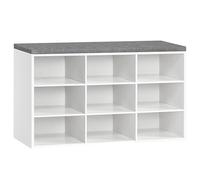 HOOBRO Banc à Chaussures, Étagère à Chaussures avec Assise, Banc de Rangement avec 9 Compartiments de Rangement, Organiseur, Assise Rembourrée, pour Couloir, Salon, Chambre, Blanc et Gris EWT66HX01