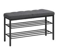 HOOBRO Banc à Chaussures, Étagère de Rangement avec Siège Rembourré, Banc d’Entrée pour Vestibule, Gain de Place, pour Salon, Balcon, Chambre, Entrée, Bureau, Gris et Noir EBGZ95HX01