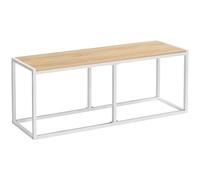 HOOBRO Banc, Bancs de Salle à Manger, 120 cm Siège pour Cuisine, Siège Petit-déjeuner Style Industriel, Métallique Robuste, Facile à Assembler, pour Cuisine, Chambre, Couleur boisée, Blanc EWN12CD01