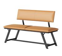 HOOBRO Banc de 139 cm avec Dossier, Banc de Salle à Manger Rembourré en PU, Cadre Métallique, 4 Pieds Réglables, pour 2 à 3 Personnes, pour Salle à Manger, Cuisine, Salon, Marron et Noir ECB18CD01