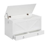 HOOBRO Banc de Rangement, Coffre à Jouets avec Tiroirs, Coffre de Rangement, Coffre de Rangement, avec charnière de sécurité, 100 cm, pour Enfants, Couloir, Salon, Blanc EWT710CW01G1