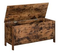 HOOBRO Banc de Rangement, Coffre de Rangement avec Charnières de Sécurité, Banquette, 100 cm, Rangement pour Jouet Enfant, Solide, Stable, Coffre à Jouets, Montage Facile, Marron Rustique EBF100CW01