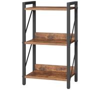HOOBRO Bibliothèque à 3 Niveaux, Étagère d’Angle Industrielle, Présentoir avec Rangement, Cadre métallique, pour Salon, Chambre, Bureau, Cuisine, entrée, Marron Rustique et Noir EBF71SJ01