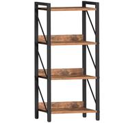 HOOBRO Bibliothèque à 4 Niveaux, Étagère d’Angle Industrielle, Présentoir avec Rangement, Cadre métallique, pour Salon, Chambre, Bureau, Cuisine, entrée, Marron Rustique et Noir EBF40SJ01