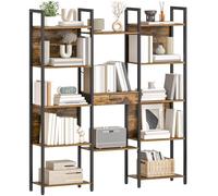 HOOBRO Bibliothèque à 5 Niveaux, Étagère à Livres sur Pied avec 1 Tiroir en Tissu et 13 Compartiments Ouverts, Style Industriel Rétro, pour Salon, Bureau, Noir et Marron Rustqiue EBF160SJ01