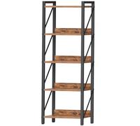 HOOBRO Bibliothèque à 5 Niveaux, Étagère d’Angle Industrielle, Présentoir avec Rangement, Cadre métallique, pour Salon, Chambre, Bureau, Cuisine, entrée, Marron Rustique et Noir EBF73SJ01