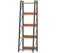 HOOBRO Bibliothèque à 5 Niveaux, Étagère Échelle, Étagère de Rangement d’Angle, Présentoir sur Pied, pour Salon, Chambre, Bureau, Cuisine, Marron Rustique et Noir EBF305CJ01