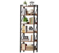 HOOBRO Bibliothèque à 6 Niveaux, Étagère d’Angle Industrielle, Présentoir avec Rangement, Cadre métallique, pour Salon, Chambre, Bureau, Cuisine, entrée, Marron Rustique et Noir EBF72SJ01