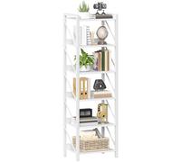 HOOBRO Bibliothèque à 6 Niveaux, Étagère d’Angle Moderne, Présentoir avec Rangement, Cadre métallique, pour Salon, Chambre, Bureau, Cuisine, entrée, Blanc EWW72SJ01