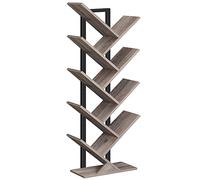 HOOBRO Bibliothèque à 9 Niveaux sur Pieds, Étagère en Forme d'Arbre, Meuble de Rangement pour Salon, Bureau, Décorative, Solide, Durable, Grège et Noir EBG08SJ01G1