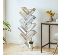 HOOBRO Bibliothèque d'arbre, Bibliothèque au Sol à 9 Niveaux, Bibliothèque de Bureau à Domicile, pour Le Stockage de Livres, Blanc