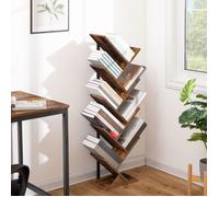 HOOBRO Bibliothèque, Étagère à 9 Niveaux, Étagère sur Pieds, Meuble de Rangement, en Forme d’Arbre, Bureau, Étagère Décorative
