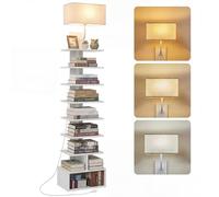 HOOBRO Bibliothèque Étroite à 9 Niveaux avec Lampe en Tissu, Bibliothèque Haute avec Éclairage, Étagères et Compartiments Ouverts, pour Salon, Chambre, Bureau, Blanc EWW09CDSJ01
