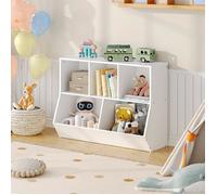 HOOBRO Bibliothèque pour Enfant, Coffre à Jouets, Meuble de Rangement Long de 90 cm, pour Chambre d’Enfant, Salle de Jeux, Blanc