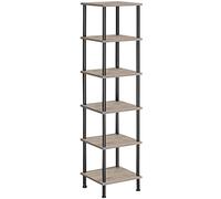 HOOBRO Bibliothèque Rétro à 6 Couches, Étagère de Rangement d'angle, Présentoir d'angle, Jardinière, Assemblage Facile, Pieds Réglables, pour Salon, Chambre, Cuisine, Balcon, Grège, Noir EBG55CJ01