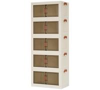 HOOBRO Boîtes de Rangement, Caisses de Rangement à 5 Niveaux avec Couvercle, Boîtes de Rangement empilable de, Boîtes Pliable en Plastique, pour Maison, Bureau, Blanc EWG522CW01