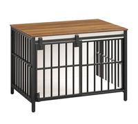 HOOBRO Cage pour Chiens à Porte Coulissante Style Grange, Niche Moderne pour Chiens de Petite à Moyenne Taille, Cage Robuste à 2 Portes, pour Salon, Chambre, Blanc et Couleur Bois EBWH163GW03