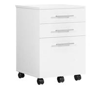 HOOBRO Caisson de Bureau 3 tiroirs, Meuble de Rangement pour Dossier, Placard de Rangement Mobile, avec 5 roulettes, Stable, Style Industriel, Blanc EWW02WJ01G1