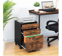 HOOBRO Caisson de Bureau 3 tiroirs, Meuble de Rangement pour Dossier, Placard de Rangement Mobile, avec 5 roulettes