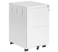 HOOBRO Caisson de Bureau mobile, Armoire de Classement métallique avec tiroirs verrouillables, Meuble de Rangement à roulettes avec crochets, pour classeur de format A4, Legal, Letter, Blanc EWT12WJ01