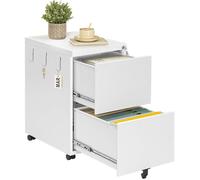 HOOBRO Caisson de Bureau mobile, Armoire de Classement métallique avec tiroirs verrouillables, Meuble de Rangement, Blanc