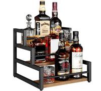 HOOBRO Casiers à Bouteilles à 3 Niveaux, Étagère de Rangement pour 12 Bouteilles de Sirop pour Café, Range-Bouteille, Présentoir, pour Vins, Épices, Coins Café, Marron Rustique et Noir EBF38JJ01