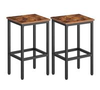 HOOBRO Chaises de Bar, Lot de 2, Tabourets Hauts, Repose-Pieds, Hauteur 65 cm, Sièges Rectangulaires, Cadre Robuste en Métal Noir, pour Salon, Salle à Manger, Cuisine, Marron Rustique, EBF65BY01