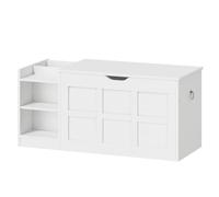 HOOBRO Coffre à Jouets avec Couvercle, Banc de Rangement avec 1 Charnière Amortie et 2 Poignées de Tirage, 100 x 40 x 48 cm, pour Chambre, Salon, Entrée, Blanc EWT480CW01