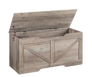 HOOBRO Coffre de Rangement, Banc de Rangement avec Couvercle en Bois, Solide, Stable, charnières de sécurité, Large Dessus, Armoire à Jouets, Banc à Chaussures, grège EBG771CW01