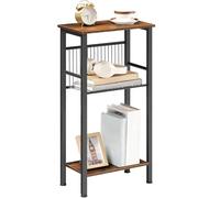 HOOBRO Console Haute et Étroite à 3 Niveaux de 40 cm, Étagère Ouverte, Étagère Réglable en Filet, Pieds Réglables, Anti-Basculement, pour Couloir, Salon, Canapé, Marron Rustique et Noir EBF41XG01
