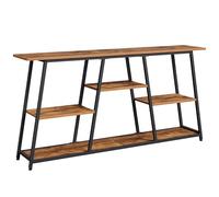 HOOBRO Console Meuble 160 cm, Table d’Entrée Étroite à 4 Niveaux, Table Console, Table derrière Canapé, Étagère de Présentation, Couloir, Salon, Marron Rustique et Noir EBF168XG01
