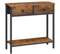 HOOBRO Console Meuble, 75 cm Table Console, Table d'Entrée avec 2 Tiroirs en Tissu, Table d’appoint, Bout de Canapé, pour Entrée, Salon, Style Industriel, Marron Rustique et Noir EBF71XG01