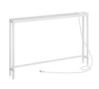 HOOBRO Console Meuble avec Multiprise (1 AC, 1USB-A, 1 Type-C), Table Console Étroite avec Station de Charge, Bout de Canapé, Table Derrière Canapé, pour Hall, Couloir, Blanc EWW15CXG01G1
