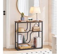 HOOBRO Console Meuble Étroite à 5 Étages, Table d’Entrée, Cadre en Fer et Plateau à Motifs de Bois, Marron Rustique et Noir