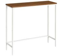 HOOBRO Console Meuble, Table Console Fine, Petite Table de Présentation, Table d’Entrée, Bout de Canapé, Table d'Appoint, pour Couloir, Entrée, Salon, Style Industriel, Blanc et Noyer EWH75XG01