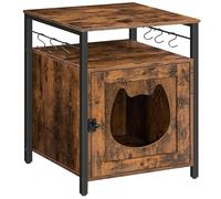 HOOBRO Maison de Toilette Chat, Meuble Litière Chat, 1 Etagère Ouverte Ouverte avec Crochets, Maison pour Chat, Salon, Chambre, Salle de Bains, 50 x 50 x 66 cm, Marron Rustique EBF05MW01