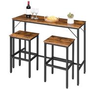 HOOBRO Ensemble de Table et Tabourets de Bar rétro, Table de Cuisine avec 2 sièges Haute du Style Industriel, 120 x 40 x 91 cm, Lot de 3, pour Salon, Salle à Manger, Noir et Marron Rustique EBF46BT01