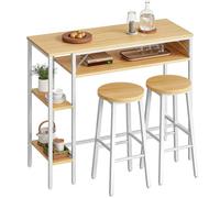 HOOBRO Ensemble Table de Bar avec tabourets, Table à Manger Debout avec 2 chaises, Table Haute Bar et 2 tabourets