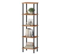 HOOBRO Étagère à 5 Niveaux, Étagère de Rangement Rétro, Serrage Croisé, Bibliothèque Industrielle, Présentoir en Panneaux de Particules, pour Salon, Bureau, Marron Rustique et Noir EBF135SJ01