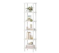 HOOBRO Étagère à 6 Niveaux, Étagère de Rangement Rétro, Serrage Croisé, Bibliothèque Industrielle, Présentoir en Panneaux de Particules, pour Salon, Bureau, Blanc EWW165SJ01