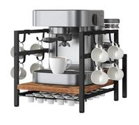 HOOBRO Étagère à Café, Tiroir à Capsules pour K-Cups, Support de Machine à Café avec crochets en S, pour capsule, sirop, tasse, mug, Marron Rustique et Noir EBF01CR01