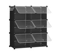 HOOBRO Étagère à Chaussures avec 6 Compartiments, Boîte à Chaussures, Armoire à Chaussures, Étagère Modulable en Plastique, Compartiment de 40 x 30 x 30 cm, avec Porte, Noir EBK26SC01G1