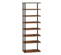 HOOBRO Étagère à Chaussures，Étagère d’Angle à 8 Niveaux, Étagère de Rangement Rustique, Présentoir Petits Espaces, Structure à Visser, pour Entrée, Couloir, Chambre, Marron Rustique et Noir EBF488XJ01