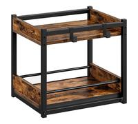 HOOBRO Étagère à Épices à 2 Niveaux, avec Plateau tirable et Crochets, Rangement sur Bureau, Porte-Épices pour Cuisine, Salon, Chambre, Marron Rustique et Noir EBF08TL01