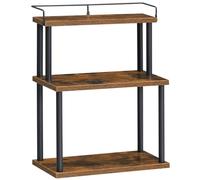 HOOBRO Étagère à Épices, Porte-Épices à 3 Niveaux, Organisateur, Étagère de Rangement, avec Barres de Protection, Conception Ouverte, Marron Rustique et Noir EBF02TL01